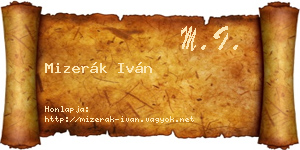 Mizerák Iván névjegykártya